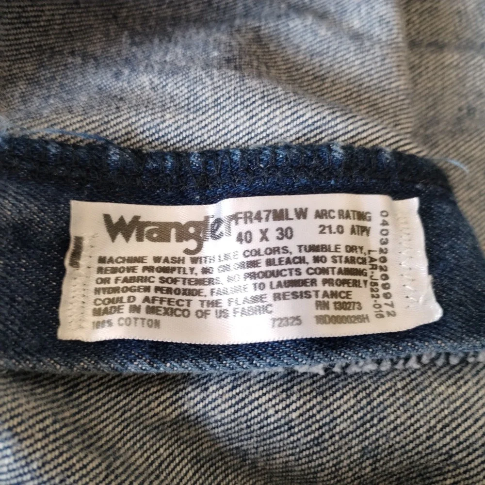 Wrangler FR Flame Resistant Men's Work Jeans 47MLW Regular Fit 40x30 HRC2 ATPV 2